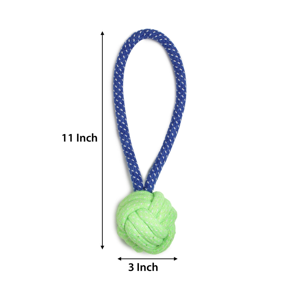 Durable Dog Rope Toy with Handle & Knotted Ball – Chew, Tug & Fetch Interactive Pet Toy