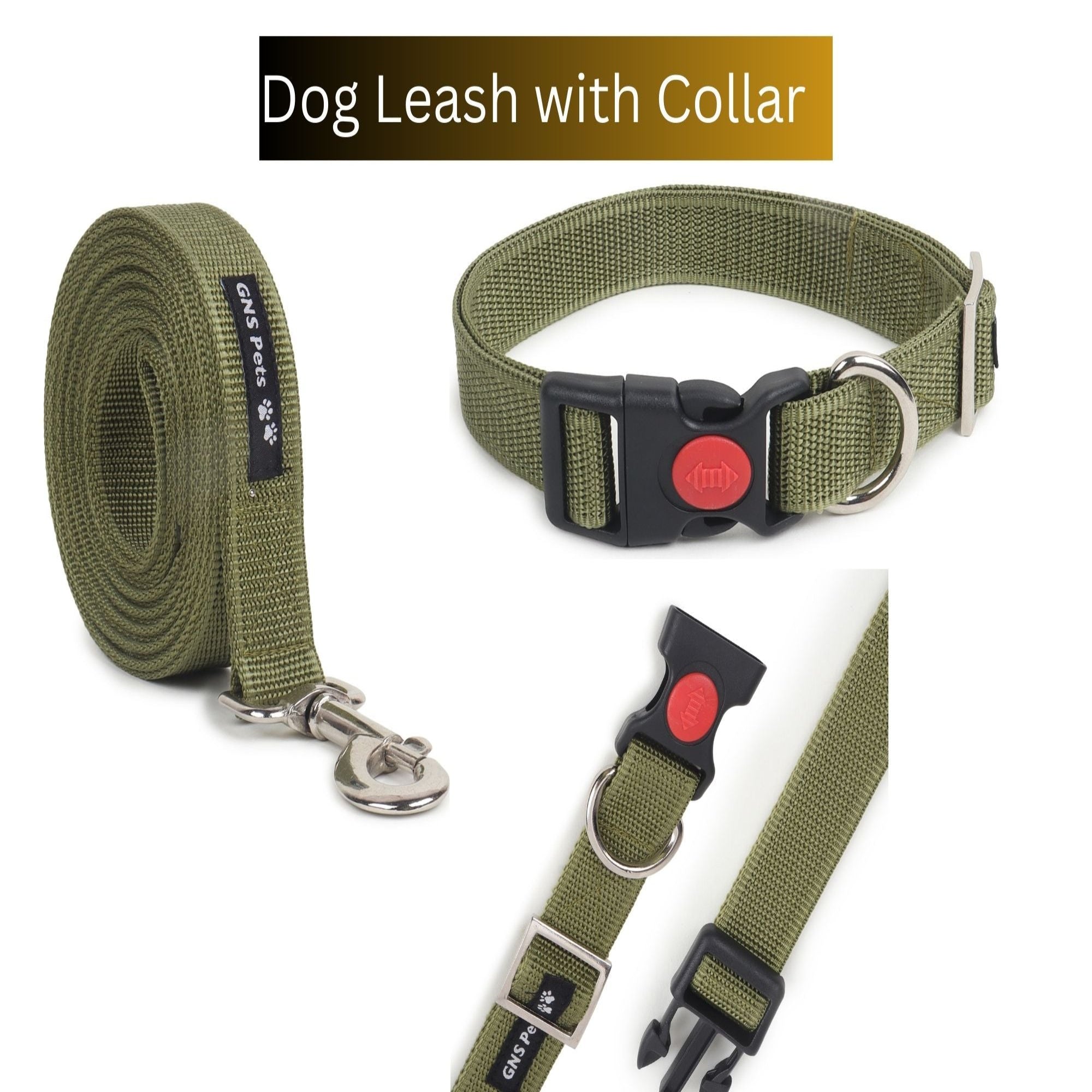 Dog Leash & Collar Set - 6FT- Olive