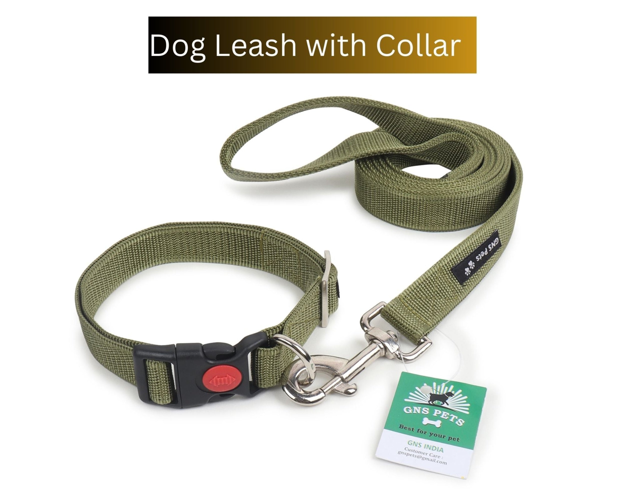 Dog Leash & Collar Set - 6FT- Olive
