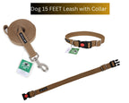 Dog Leash & Collar Set - 15FT- Brown