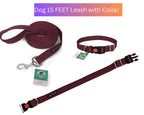 Dog Leash & Collar Set - 15FT- Maroon