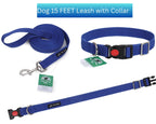 Dog Leash & Collar Set - 15FT- Blue