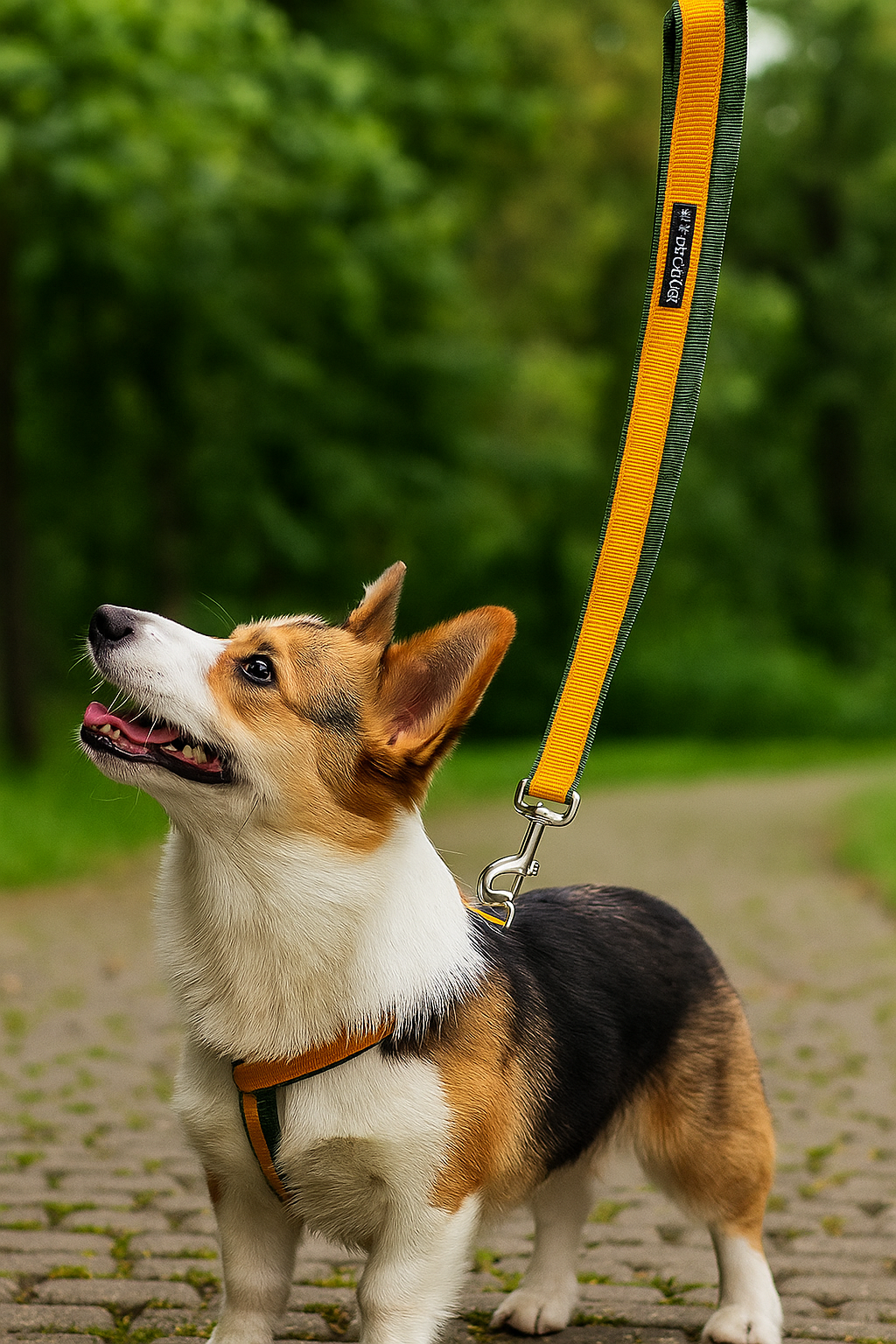 Dog Double webbing Leash- 6 Feet- Dual color Yellow_MG