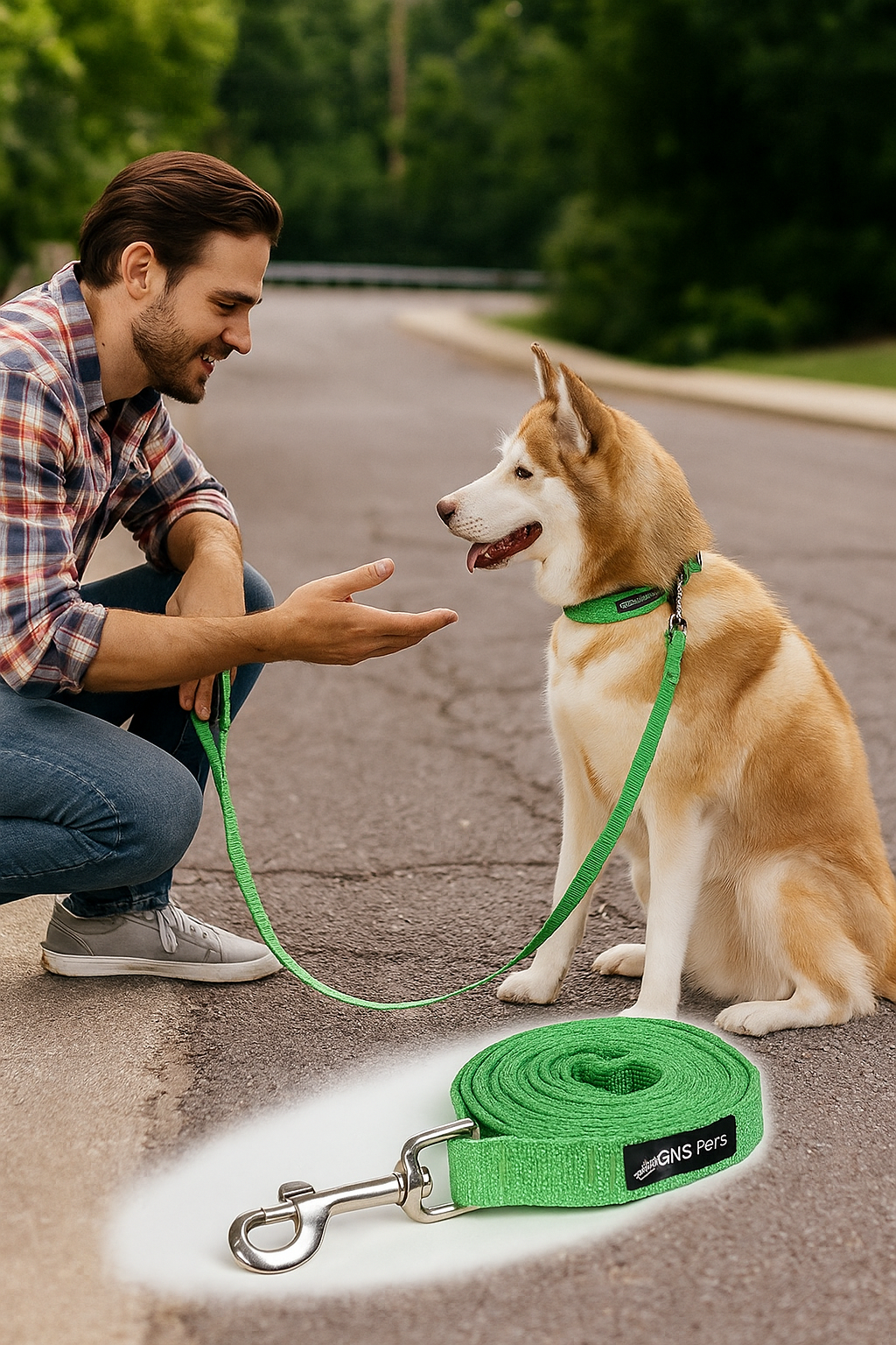 PET Training Leash 15 feet long with strong Hook - 15FT- Green