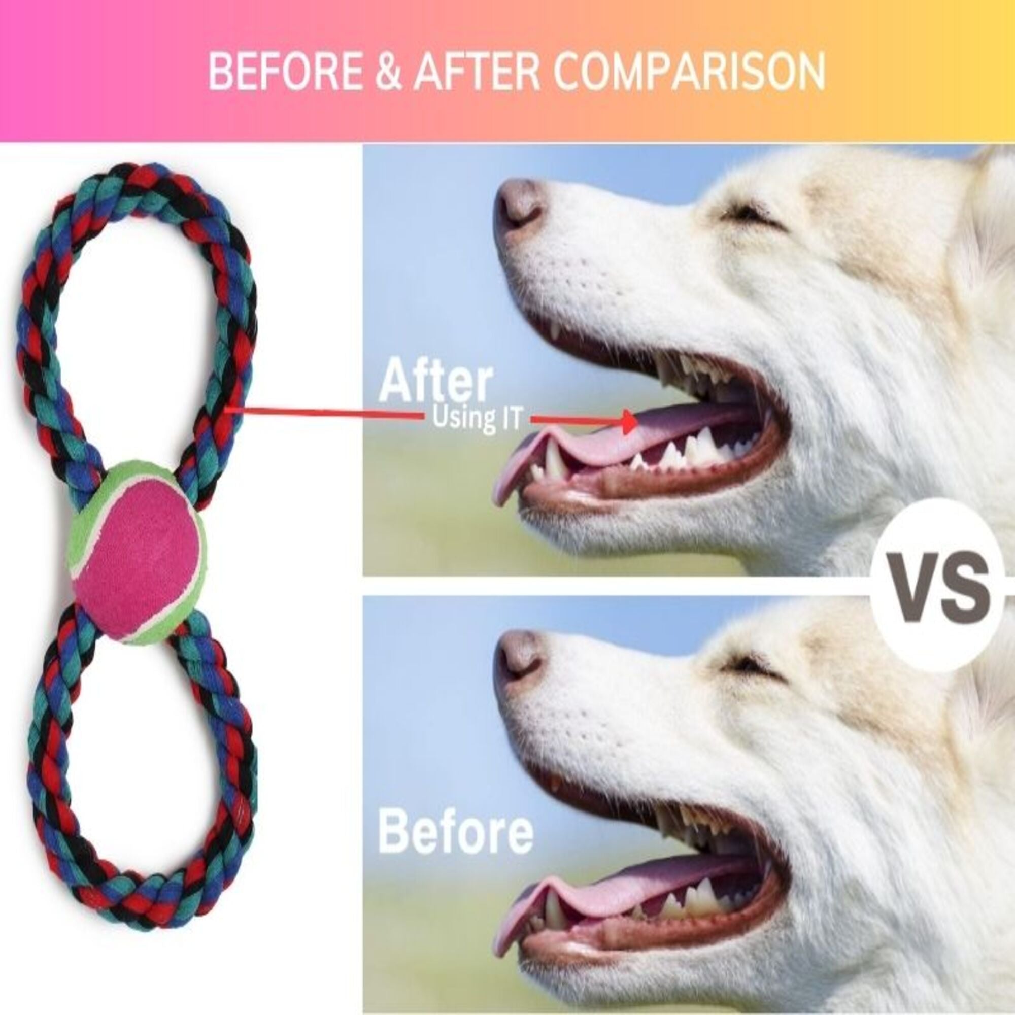 Dog Rope Toy with Tennis Ball – Durable Chew & Tug Interactive Play for Medium & Large Dogs
