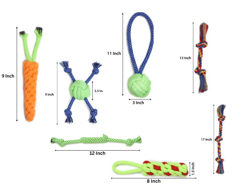 Dog Rope Toys Set of 7 | Durable Chew, Tug & Fetch Toys for Puppies & Medium Dogs