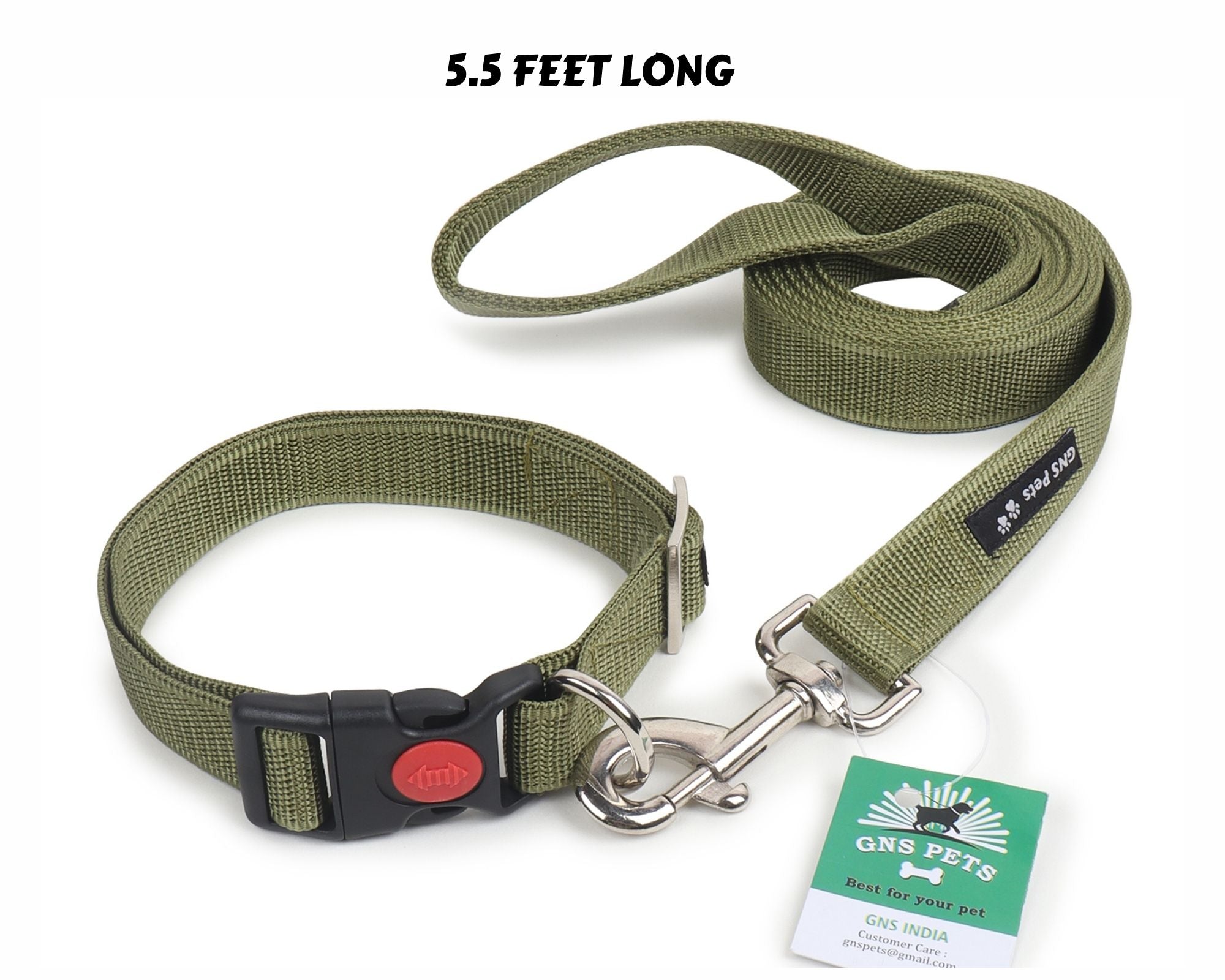 Dog Leash & Collar Set - 6FT- Olive