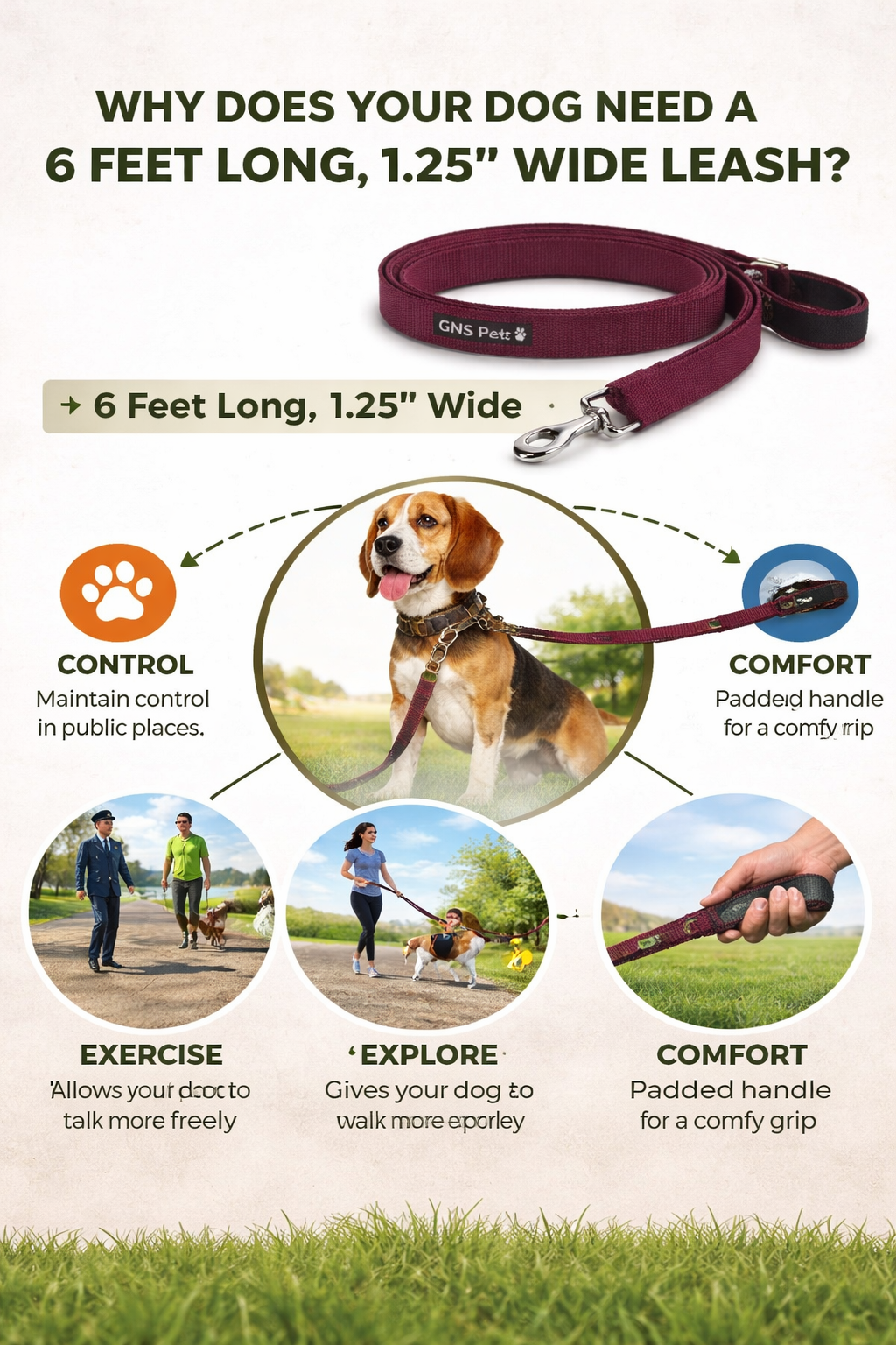 Dog Leash- 5.5 Feet- Mehroon