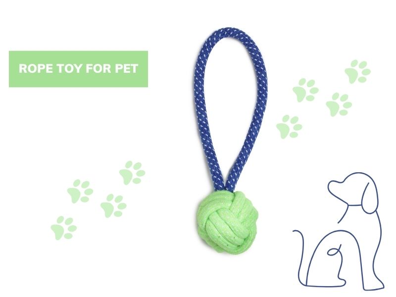 Durable Dog Rope Toy with Handle & Knotted Ball – Chew, Tug & Fetch Interactive Pet Toy