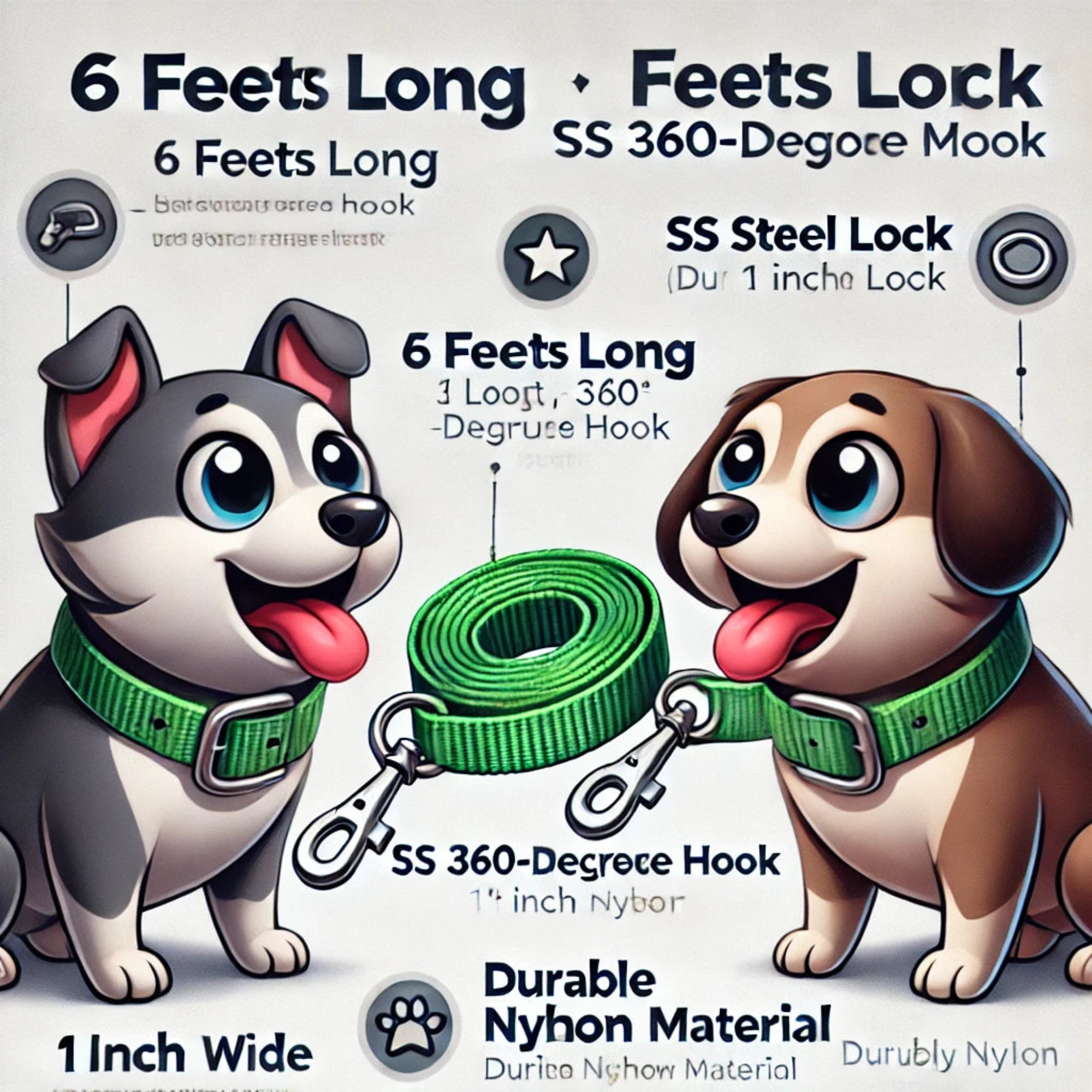 Dog Leash & Collar Set - 6FT- Olive