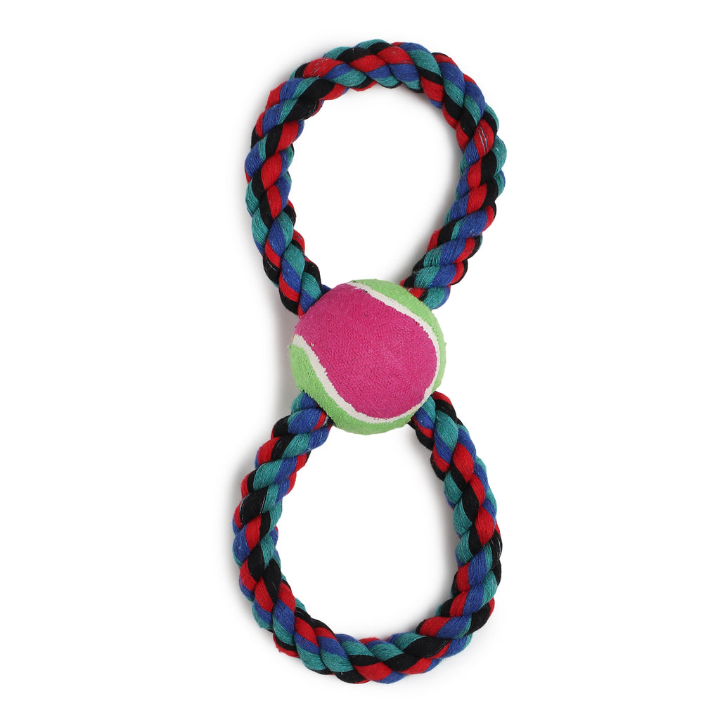 Dog Rope Toy with Tennis Ball – Durable Chew & Tug Interactive Play for Medium & Large Dogs
