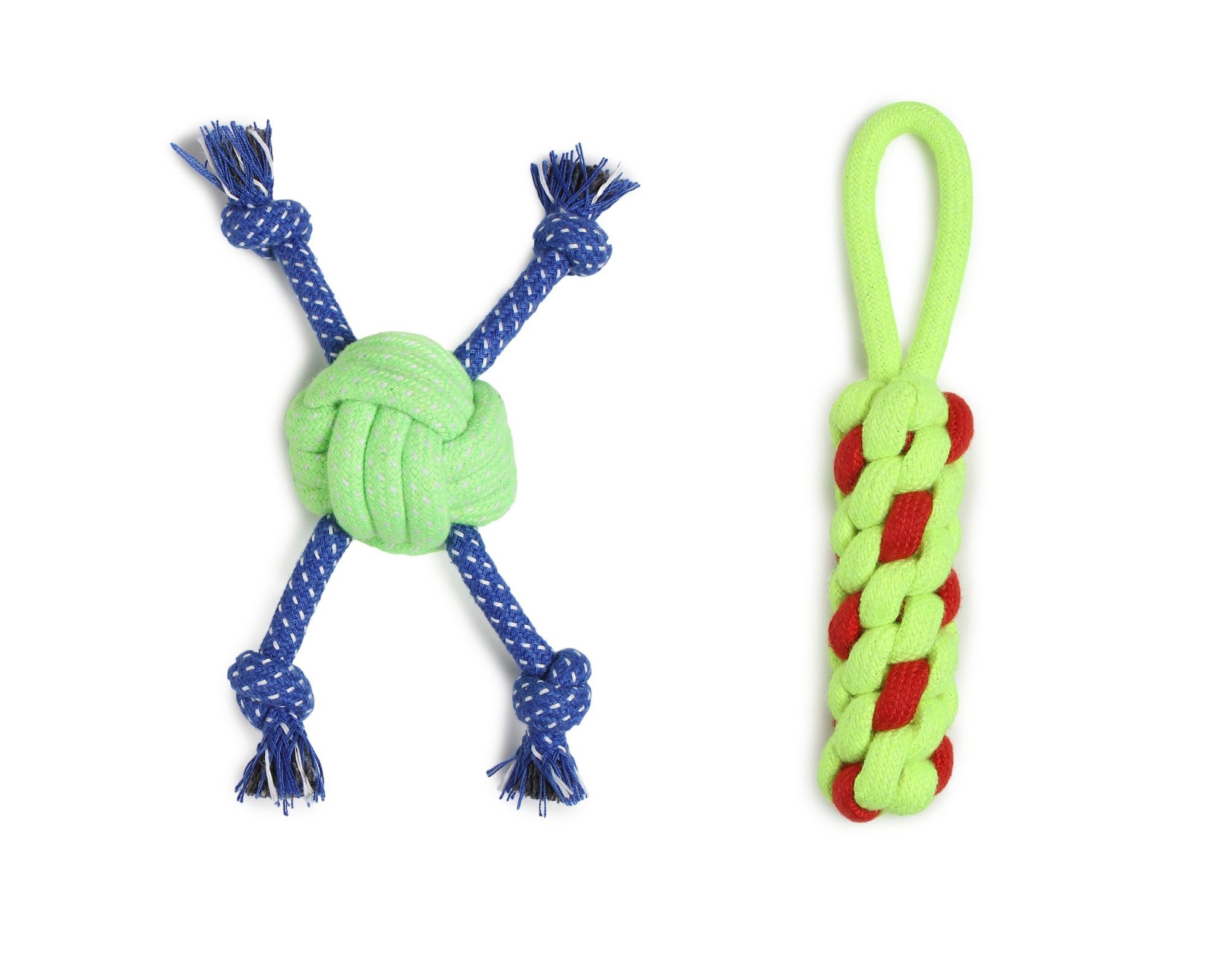Set of 2 Durable Dog Rope Toys – Chew, Tug & Fetch Play for Small & Medium Dogs | Safe Cotton Pet Teething Toys