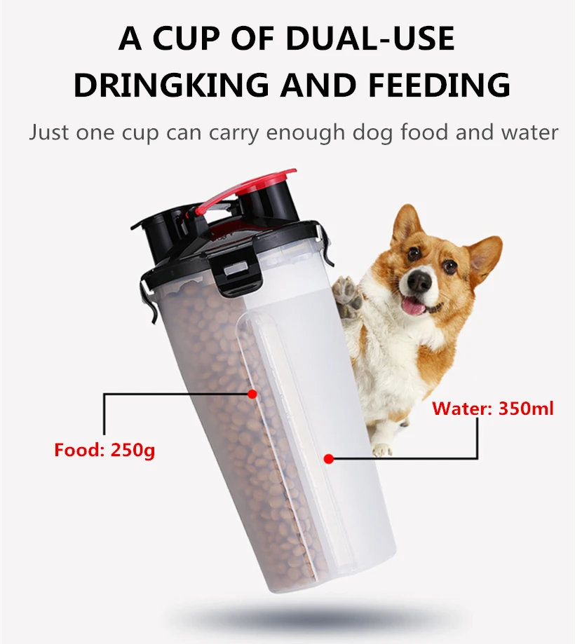 2-in-1 Pet Food & Water Bottle
