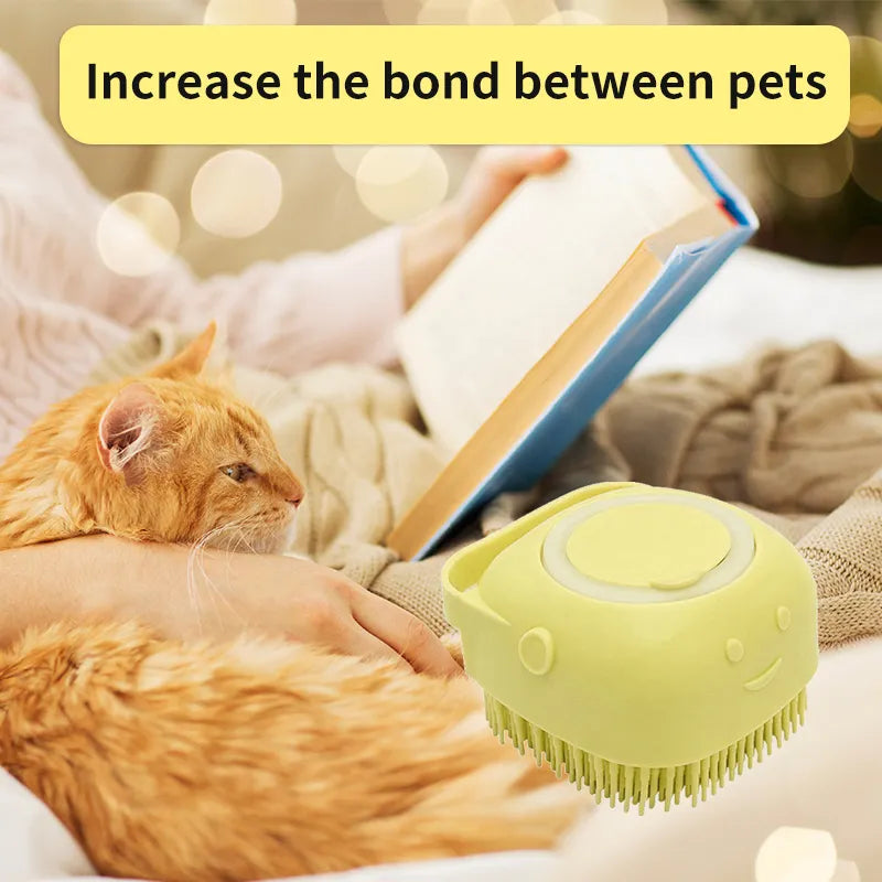 Pet Bath Brush with Shampoo Dispenser