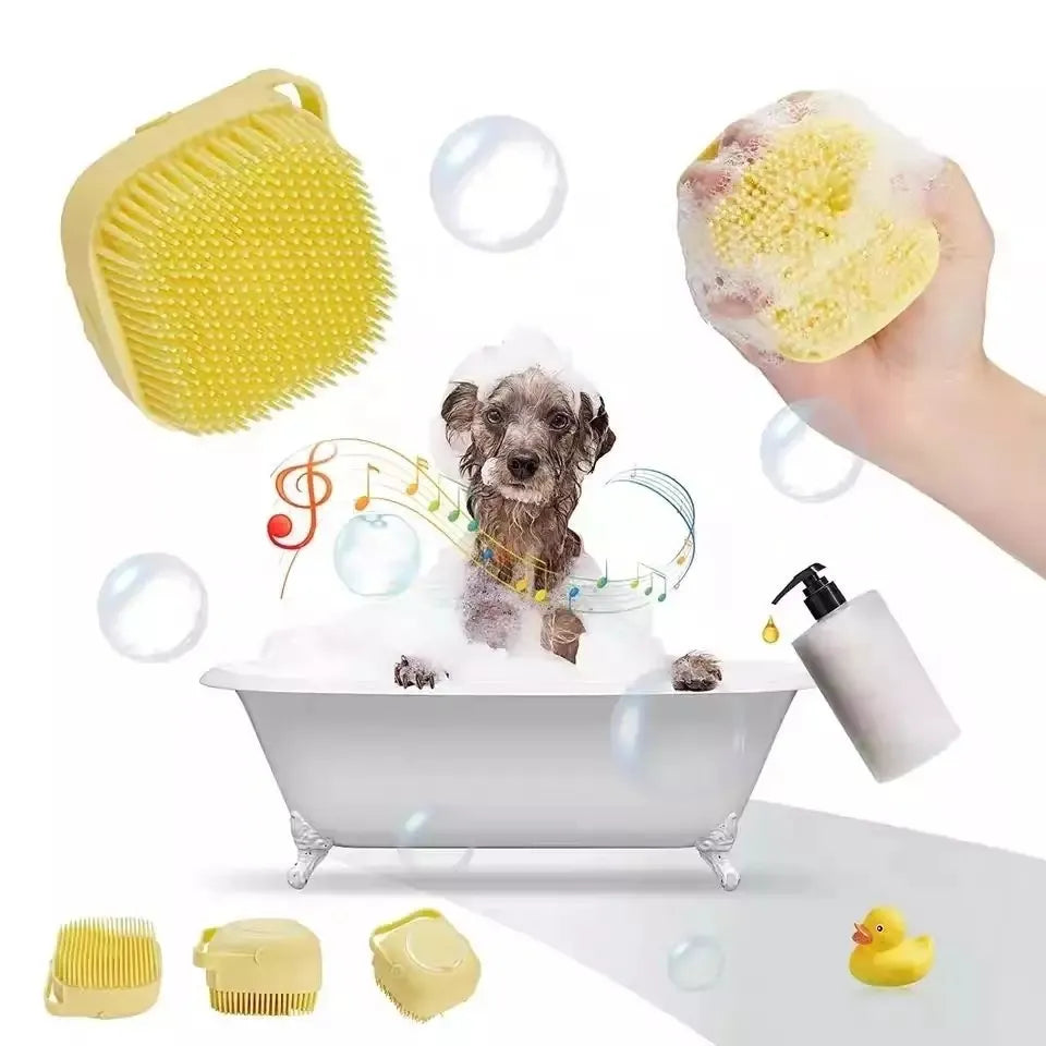 Pet Bath Brush with Shampoo Dispenser