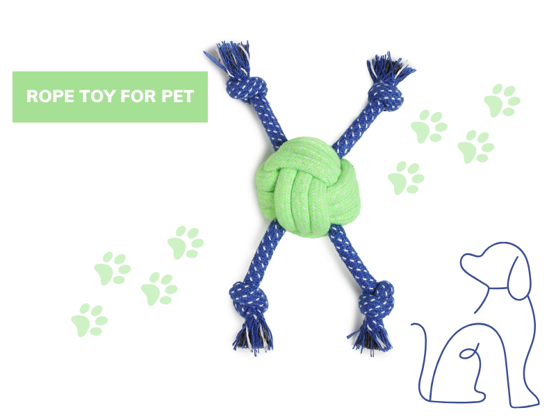 Durable Dog Rope Toy with Knotted Ball – Chew, Tug & Fetch Interactive Pet Play Rope