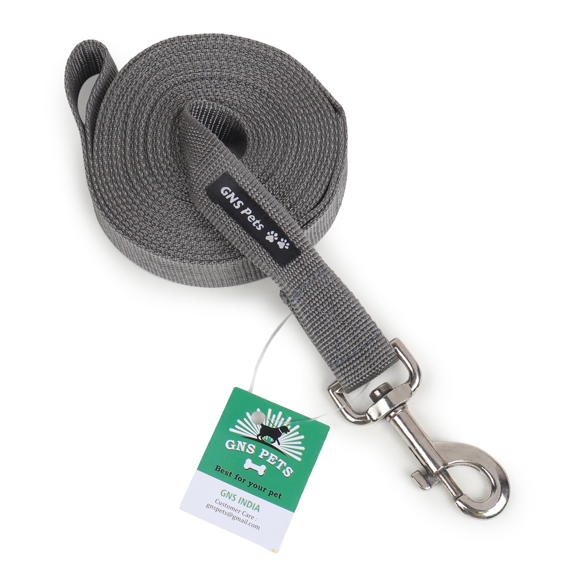 PET Training Leash 15 feet long with strong Hook - 15FT- Grey