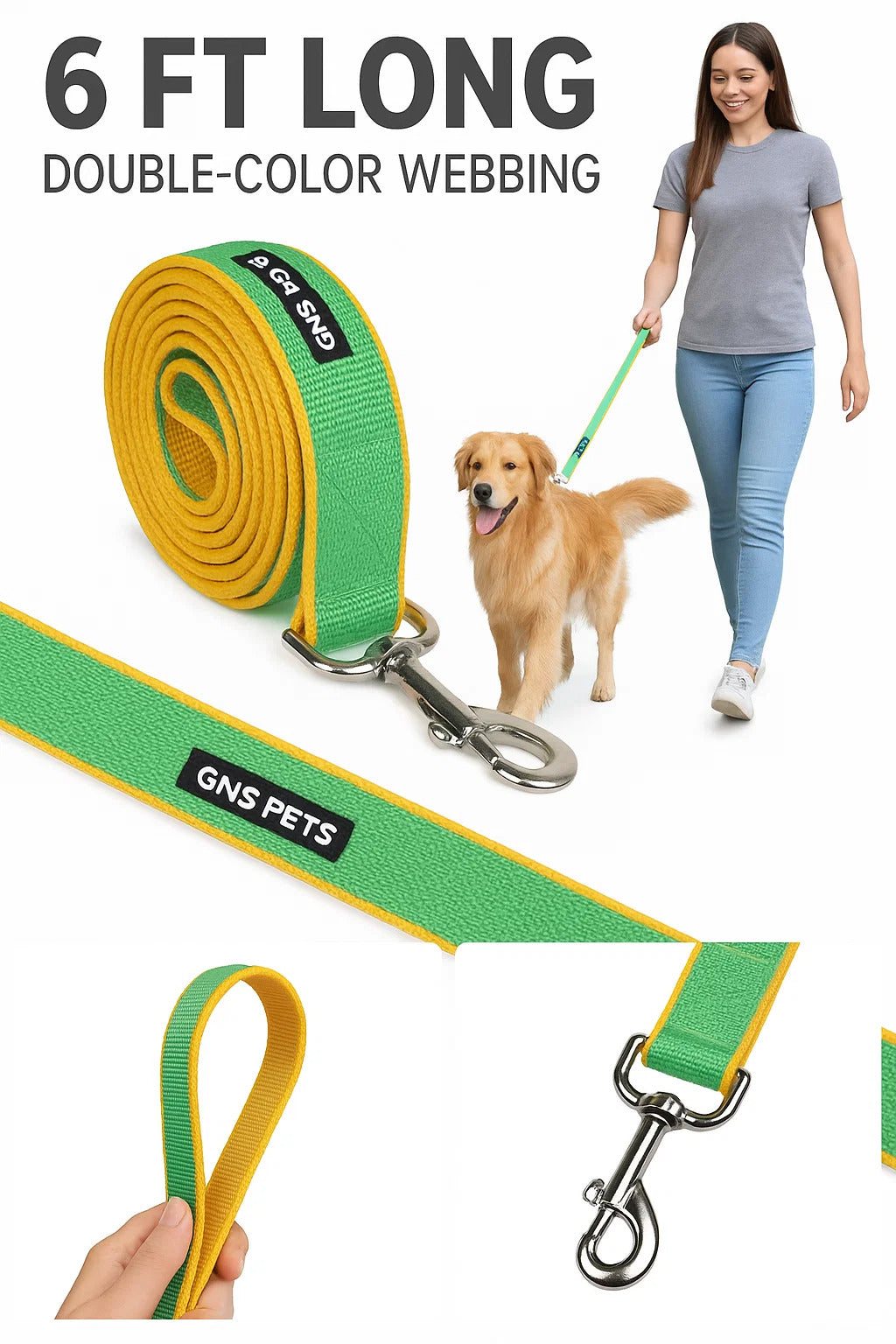 6 Feet Dog Leash - Green