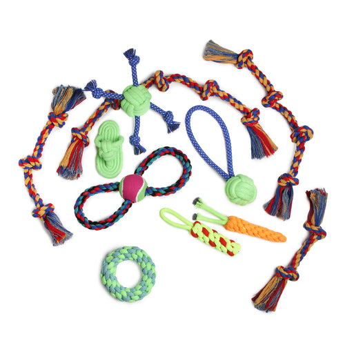 12 Pack Dog Rope Toys for Aggressive Chewers – Durable Cotton Tug, Chew & Fetch Toys for Small, Medium & Large Dogs – Puppy Teething, Dental Health & Interactive Play Set