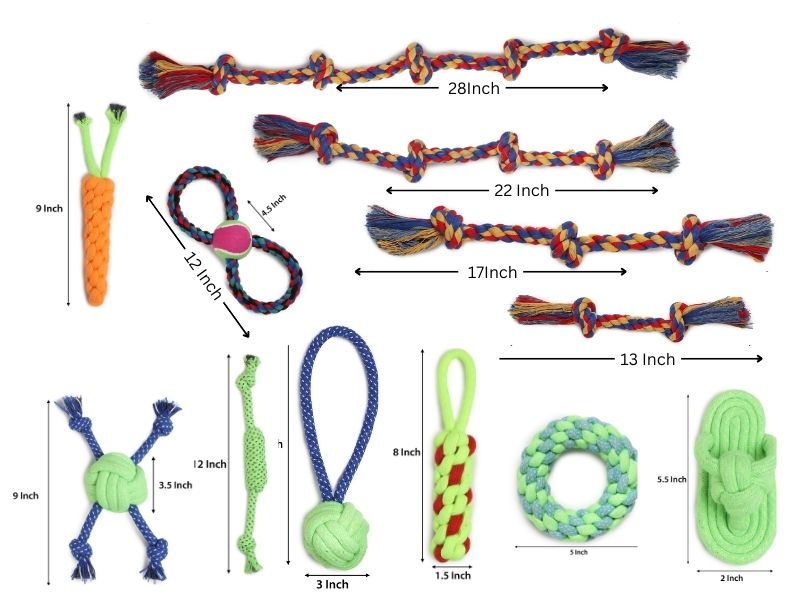 12 Pack Dog Rope Toys for Aggressive Chewers – Durable Cotton Tug, Chew & Fetch Toys for Small, Medium & Large Dogs – Puppy Teething, Dental Health & Interactive Play Set