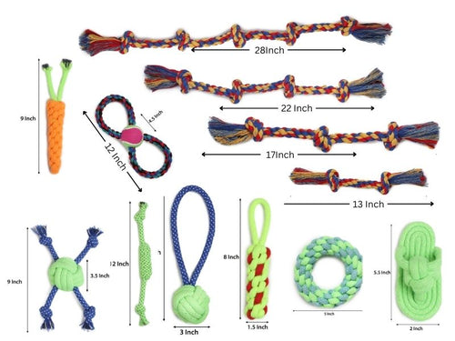 12 Pack Dog Rope Toys for Aggressive Chewers – Durable Cotton Tug, Chew & Fetch Toys for Small, Medium & Large Dogs – Puppy Teething, Dental Health & Interactive Play Set