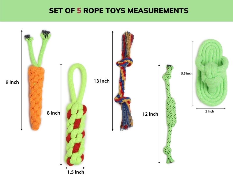 Set of 5 Durable Dog Rope Toys – Chew, Tug, Fetch & Teething Play for Puppies, Small & Medium Dogs | Safe Cotton Pet Toys