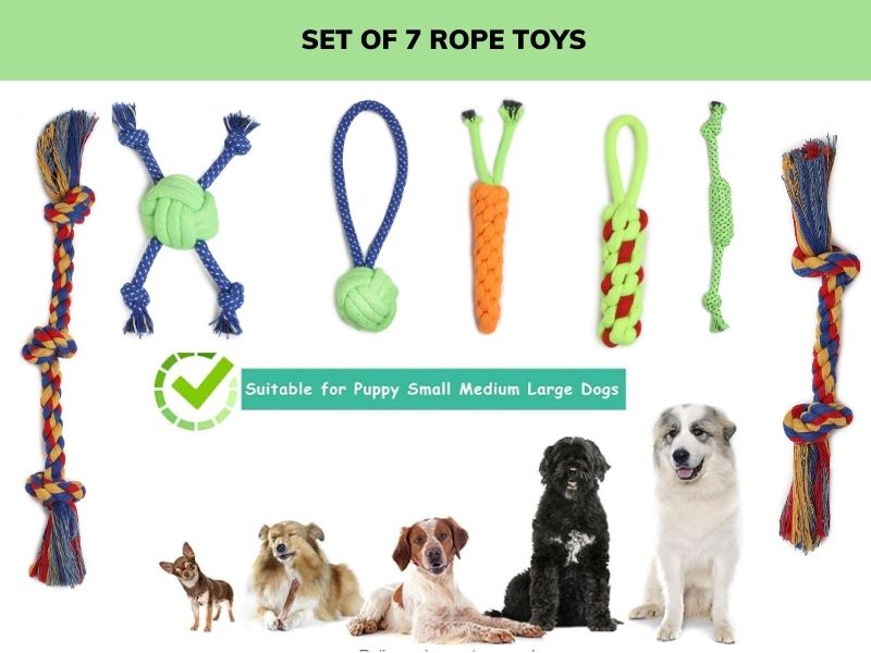 Dog Rope Toys Set of 7 | Durable Chew, Tug & Fetch Toys for Puppies & Medium Dogs