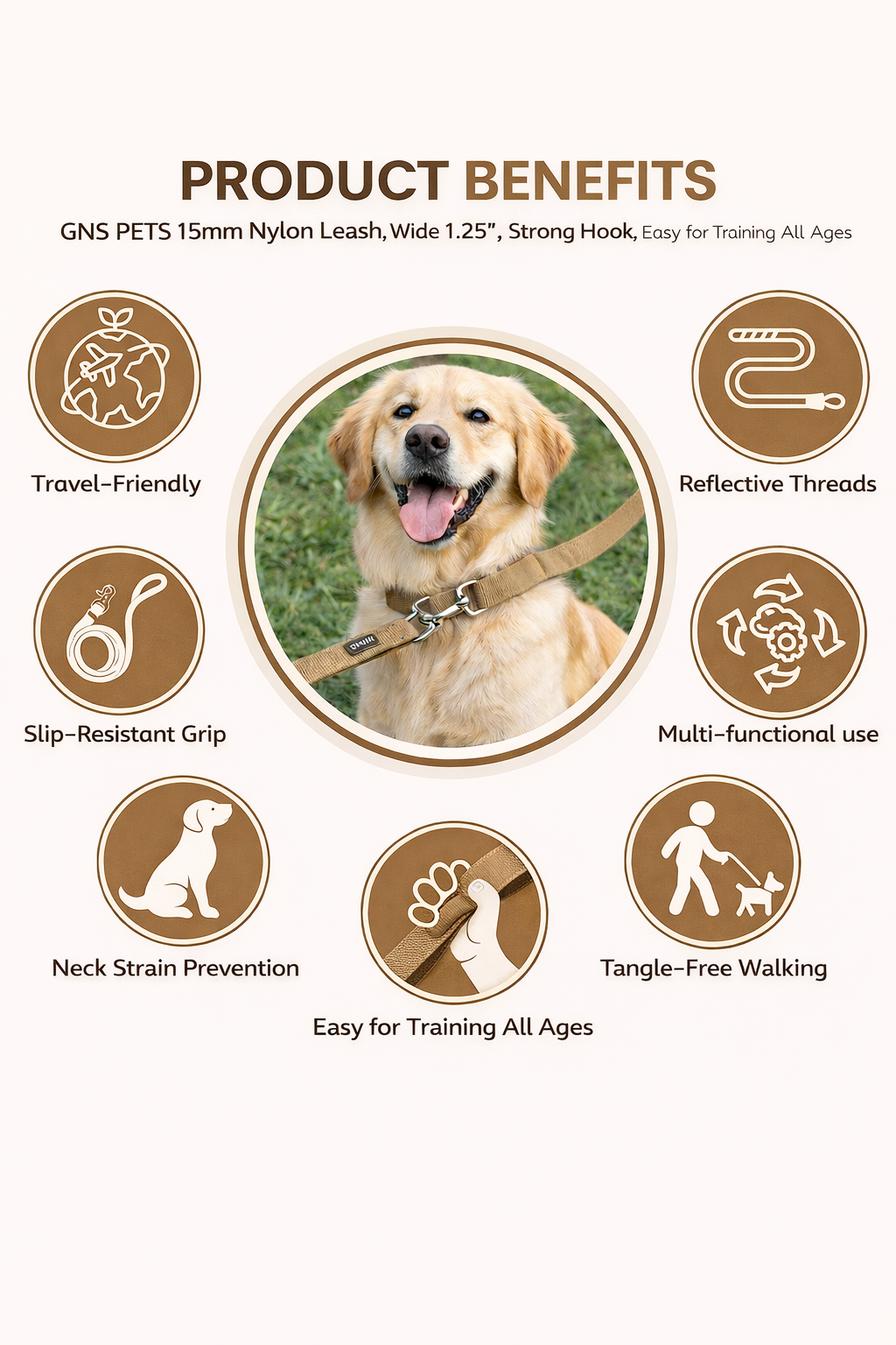 Training Leash - 15 FT-Brown