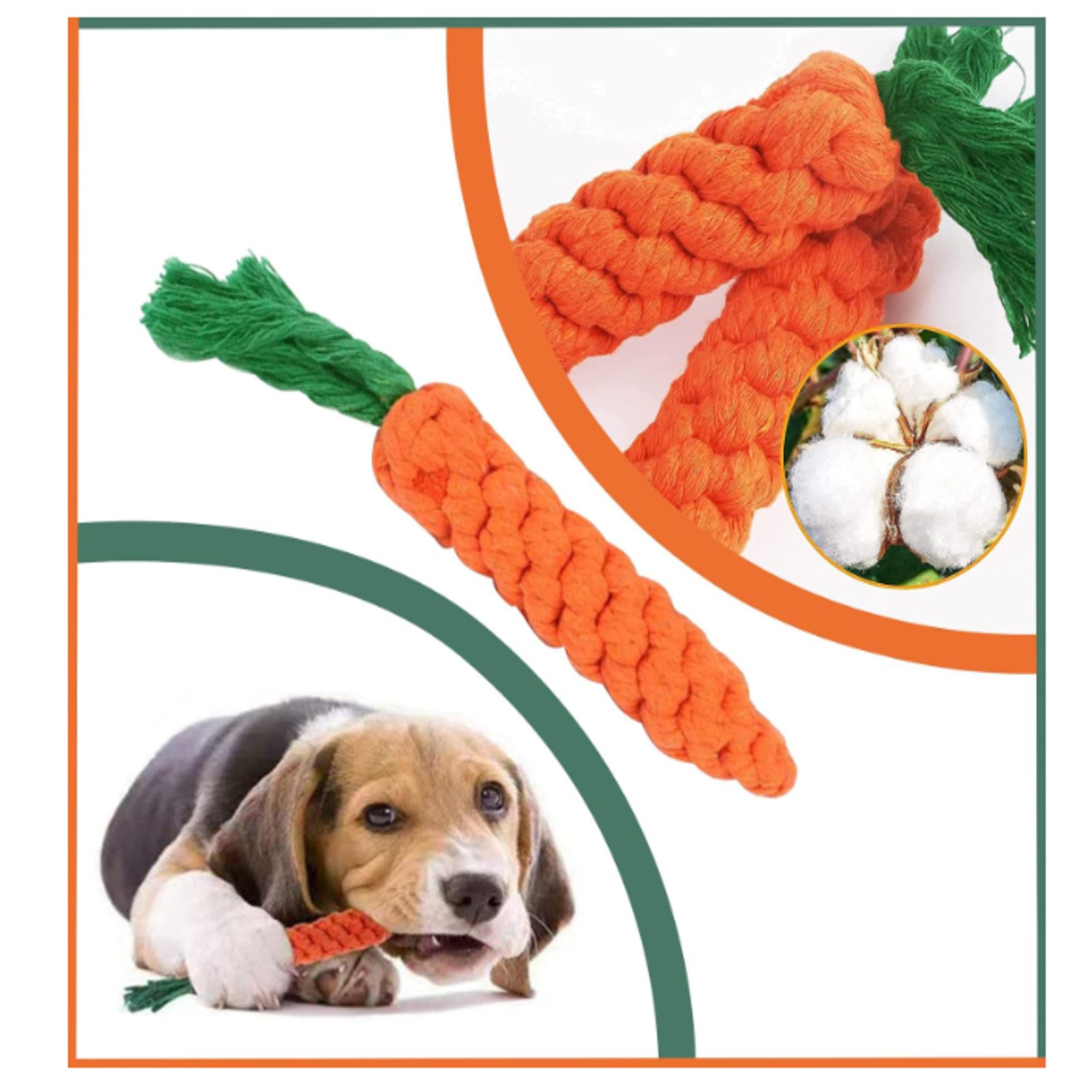 Carrot Rope Toy for Dogs – Durable Cotton Chew & Tug Toy for Dental Health and Play
