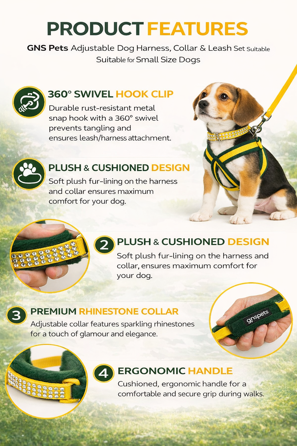 Soft Padded Harness,Collar and Leash