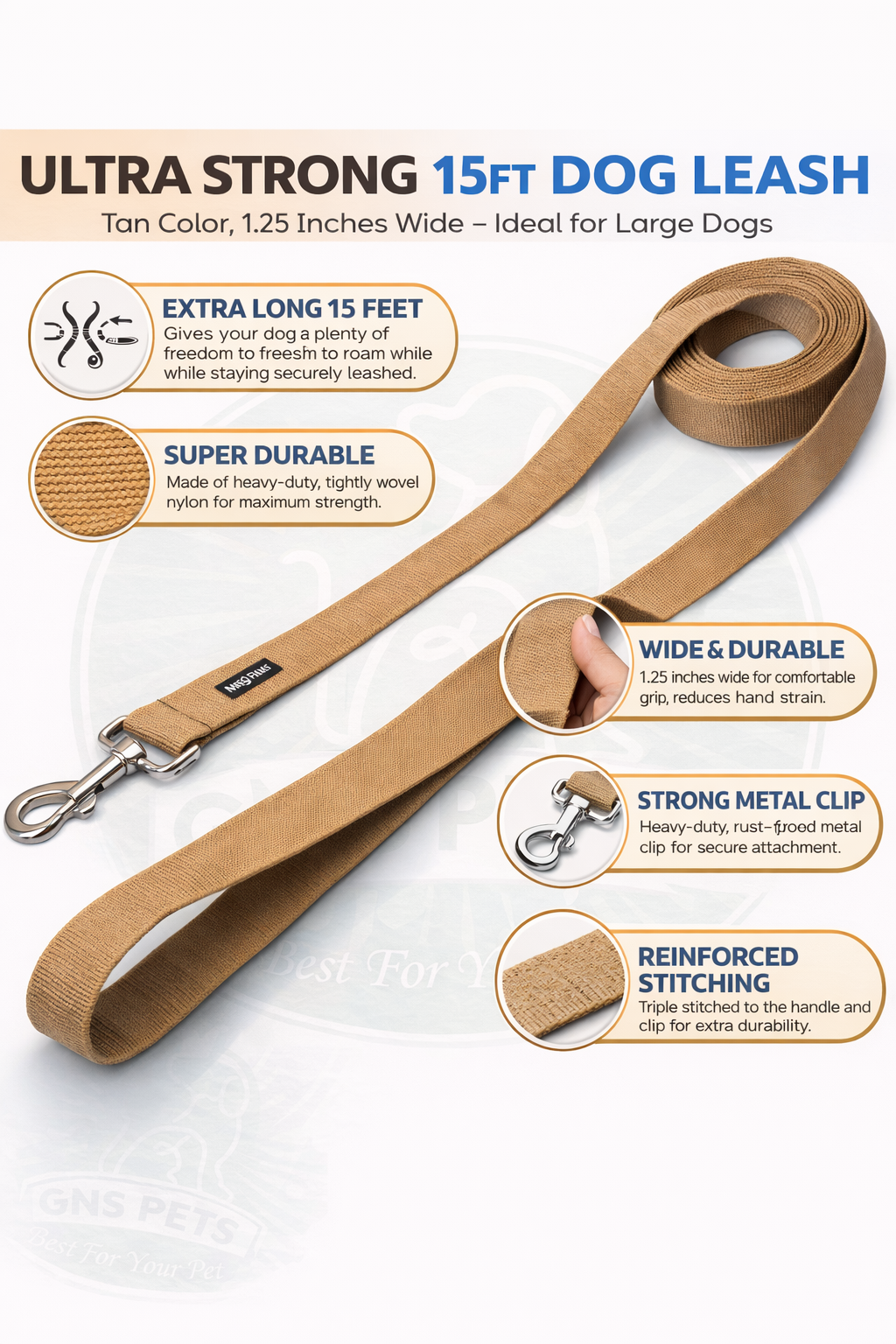 Training Leash - 15 FT-Brown