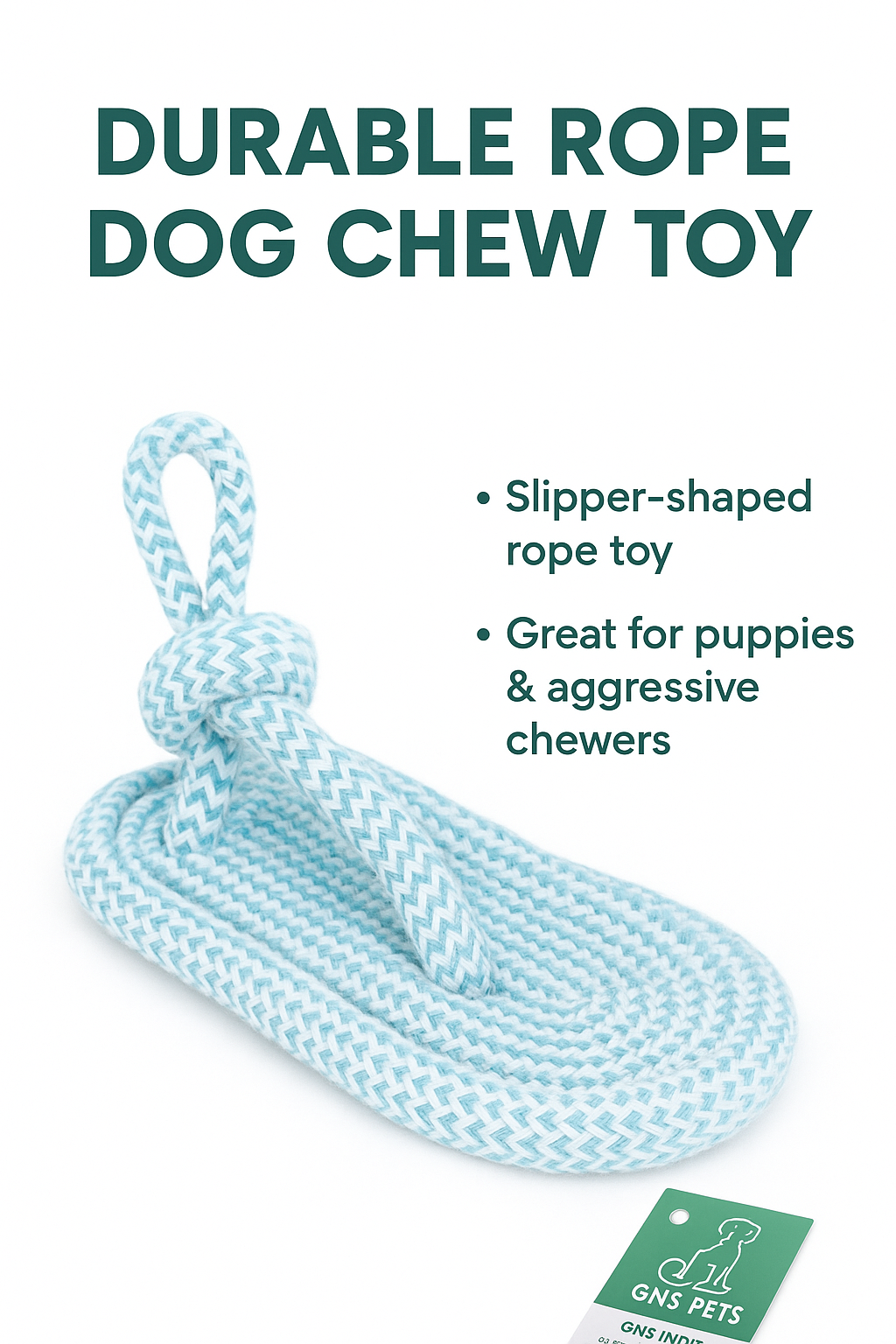 Durable Rope Dog Chew Toy – Slipper Shape for Puppies & Aggressive Chewers | GNS Pets