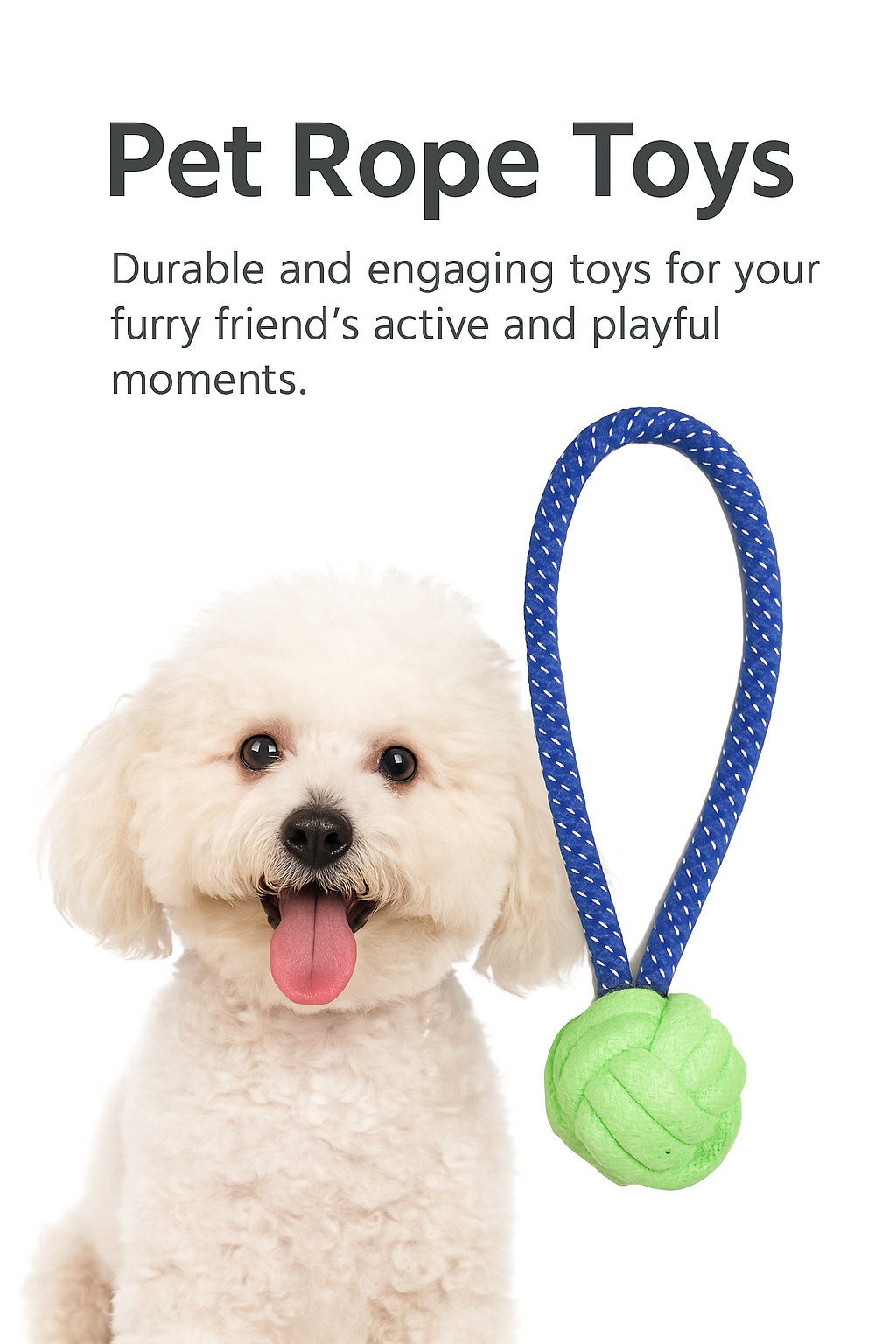 Durable Dog Rope Toy with Handle & Knotted Ball – Chew, Tug & Fetch Interactive Pet Toy