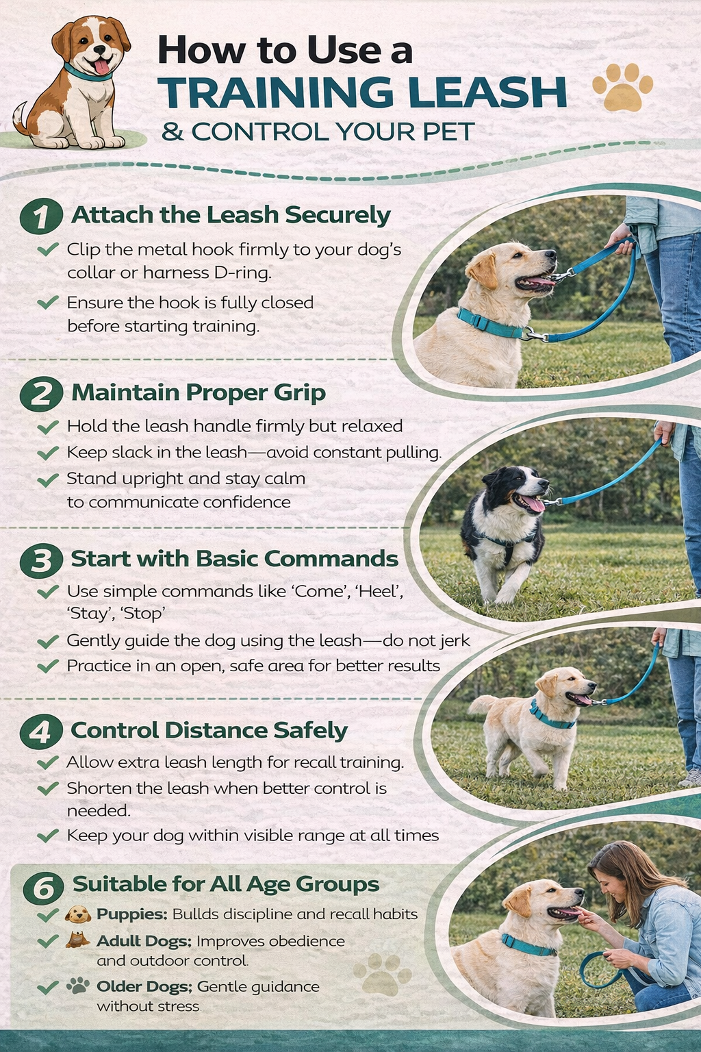 Training Leash 15 feet- Turquoise