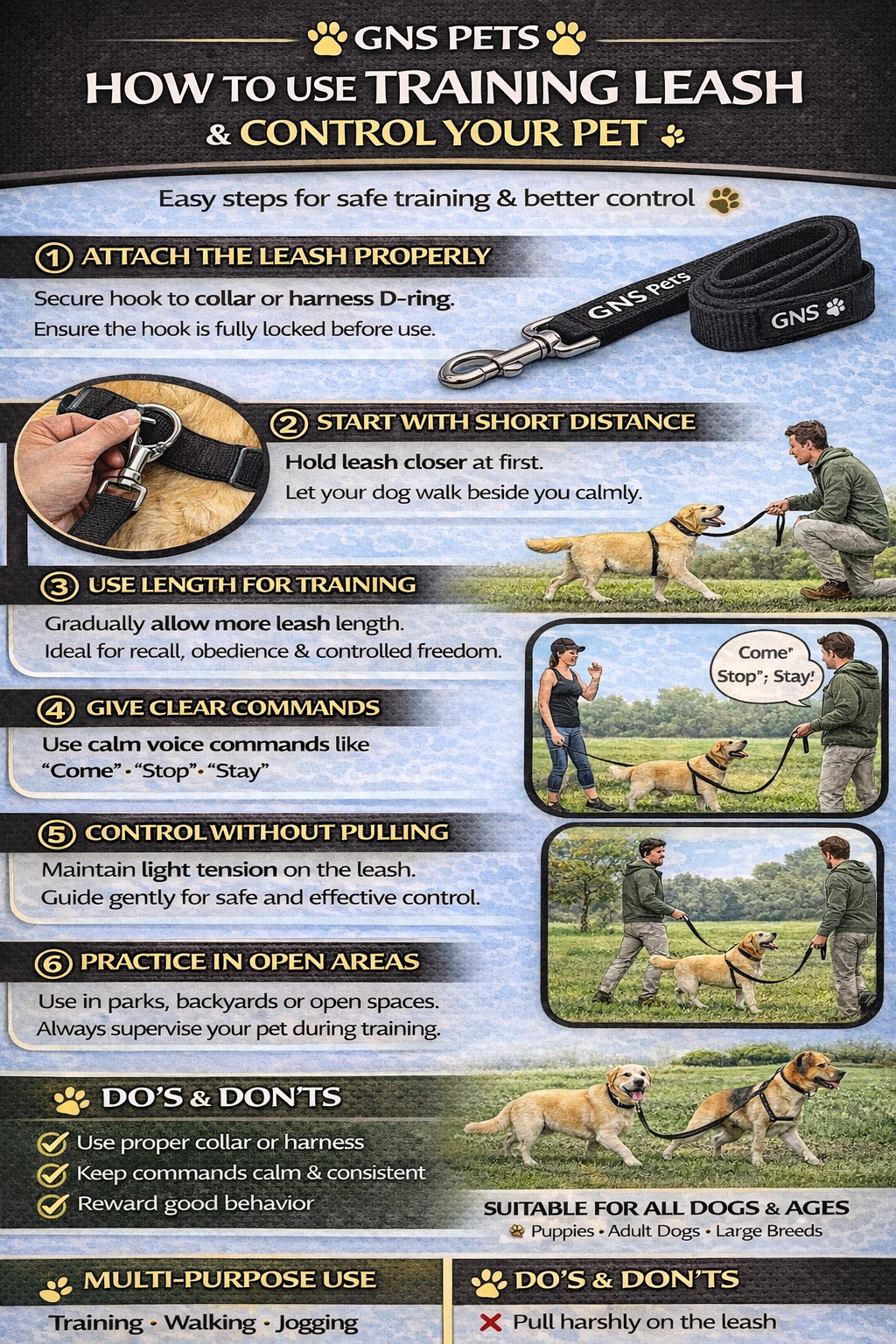Dog Leash- 5.5 Feet- Black