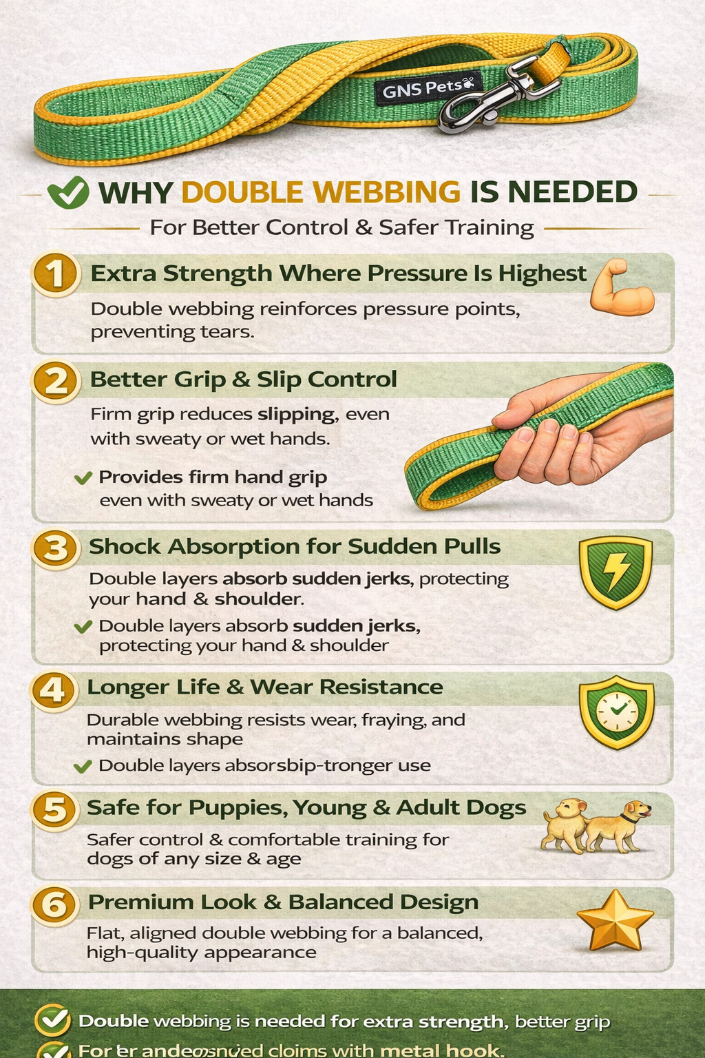 6 Feet Dog Leash - Green