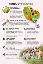 Double webbing Leash- 6 FT Green