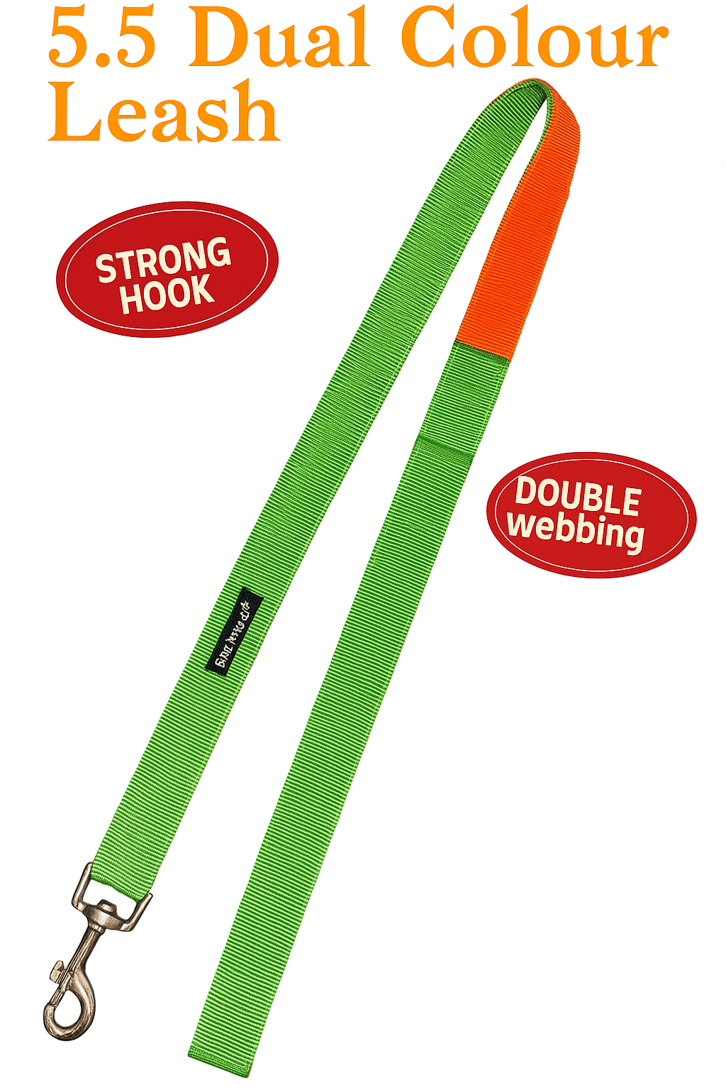 Double webbing Leash- 6 FT Green