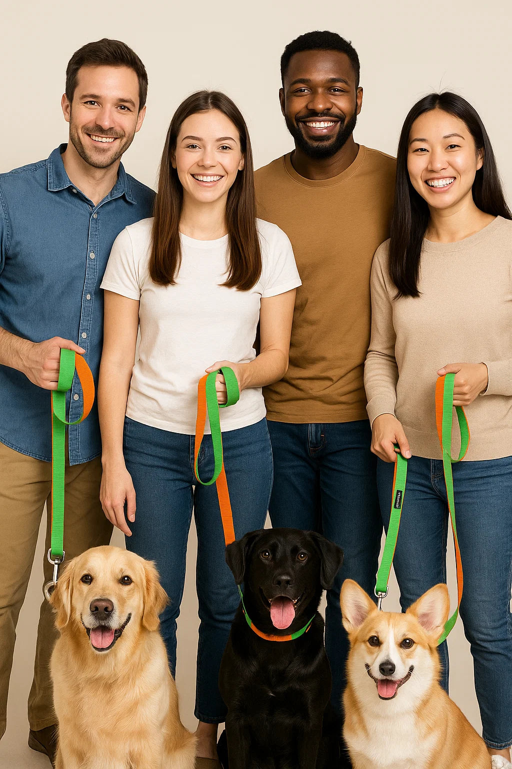 Double webbing Leash- 6 FT Green