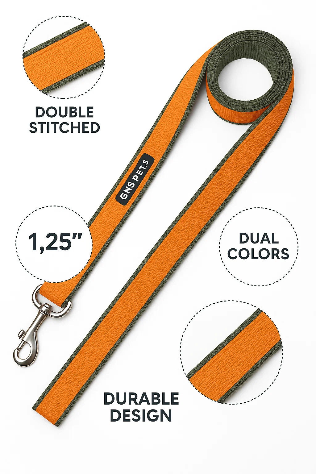 6 Feet Dog Leash - Orange