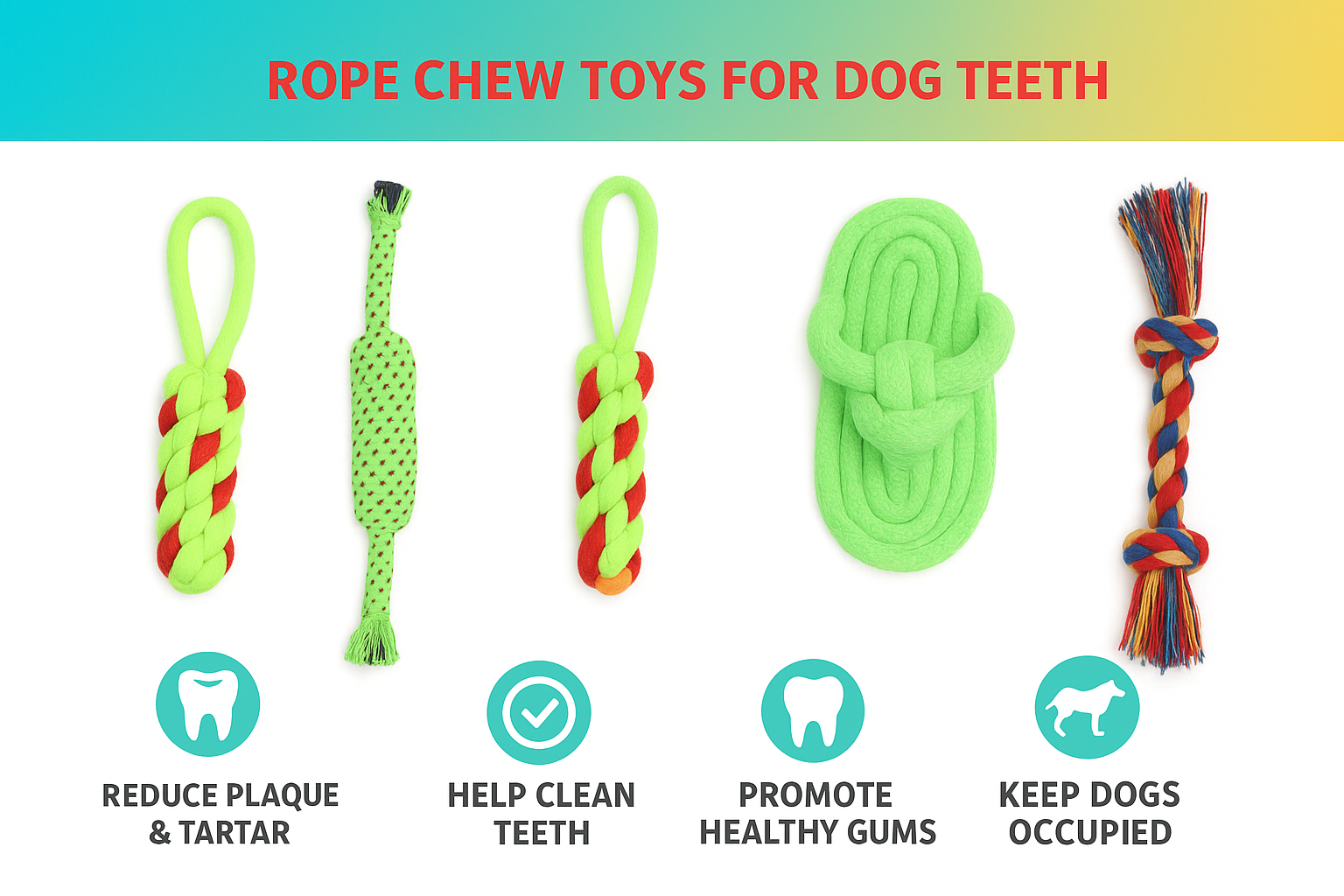 Set of 5 Durable Dog Rope Toys – Chew, Tug, Fetch & Teething Play for Puppies, Small & Medium Dogs | Safe Cotton Pet Toys