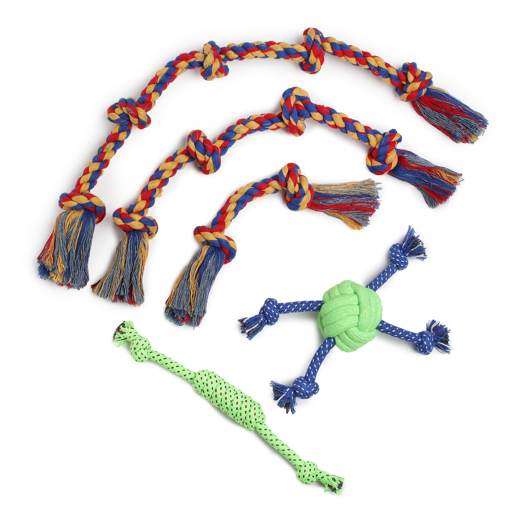Durable Rope Dog Toys Set of 5 | Chew, Tug & Fetch Training Toys for Puppies & Medium Dogs