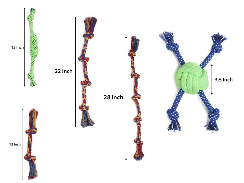 Durable Rope Dog Toys Set of 5 | Chew, Tug & Fetch Training Toys for Puppies & Medium Dogs