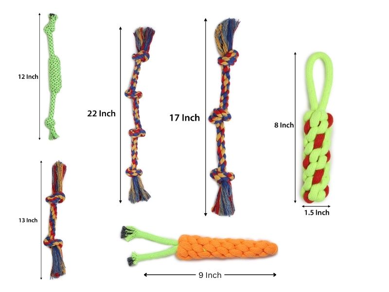 Dog Rope Toys Set of 6 | Durable Chew, Tug & Fetch Training Toys for Puppies & Medium Dogs