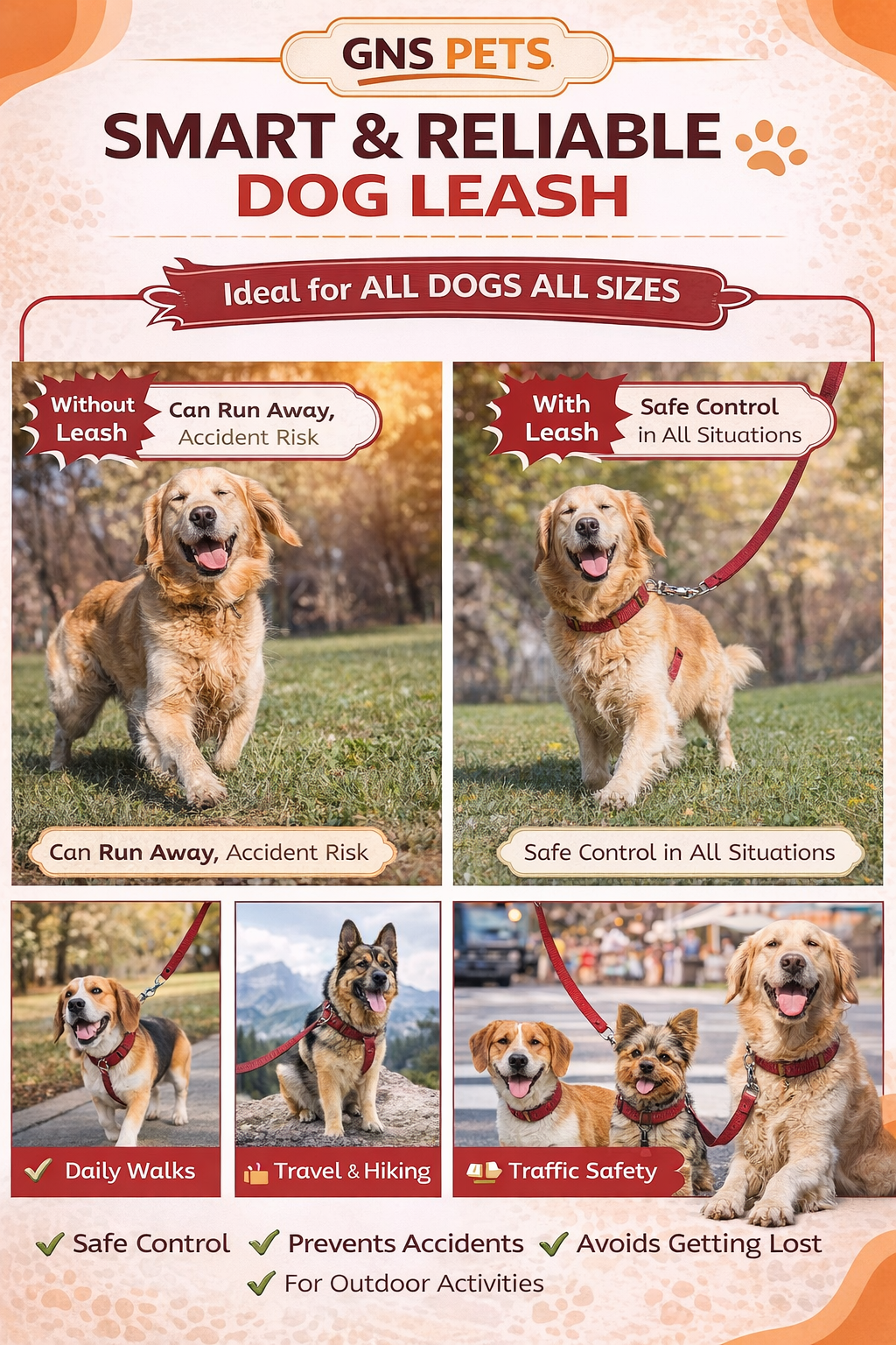 Dog Leash- 5.5 Feet- Mehroon