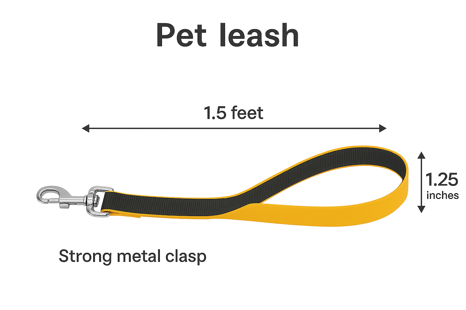 Short Leash - 1.5Ft-Yellow