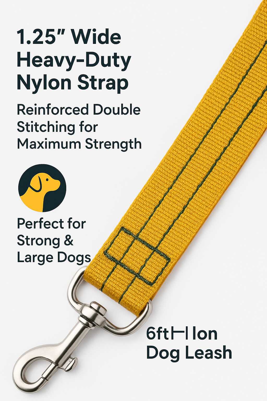 Dog Double webbing Leash- 6 Feet- Dual color Yellow_MG