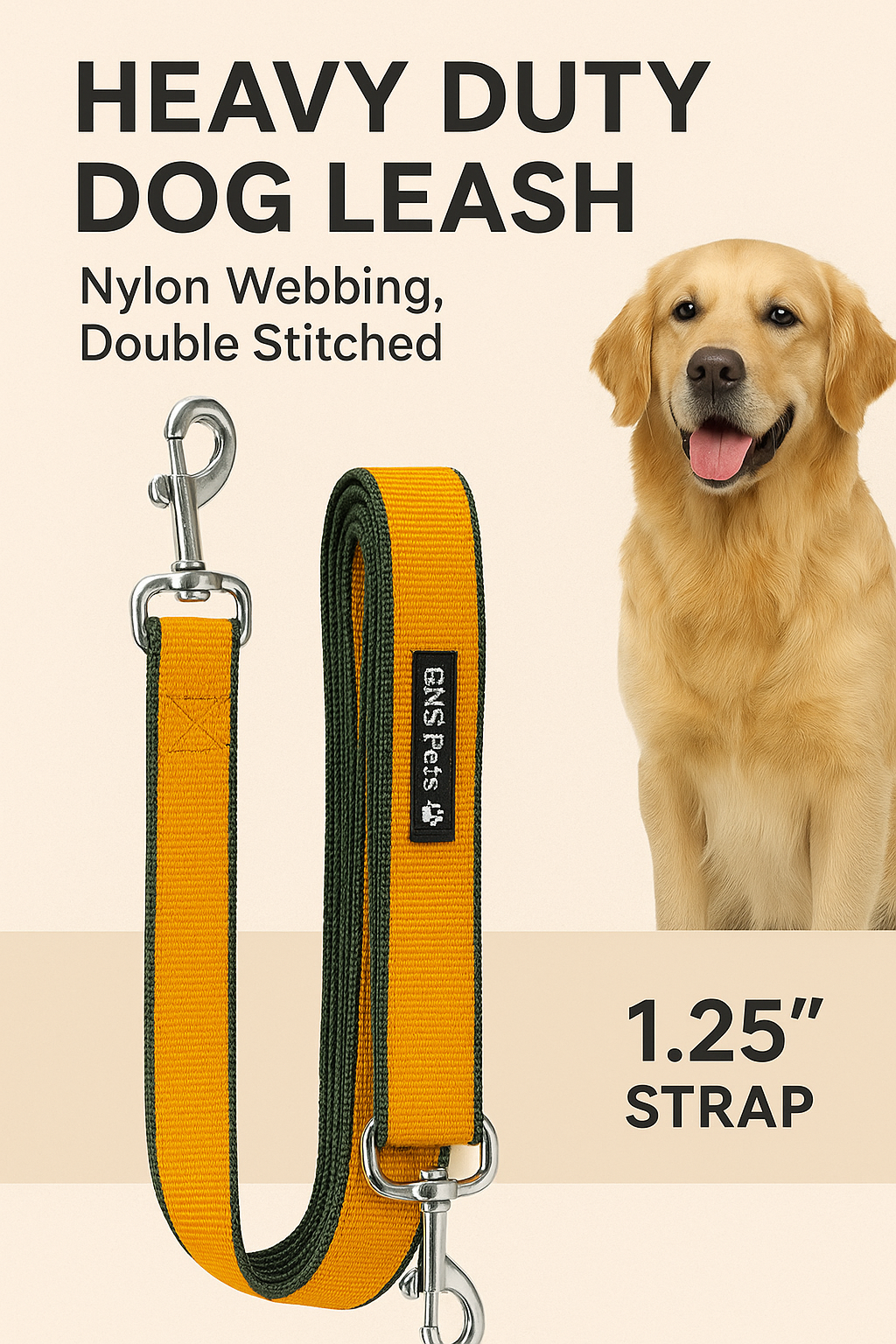 Dog Double webbing Leash- 6 Feet- Dual color Yellow_MG