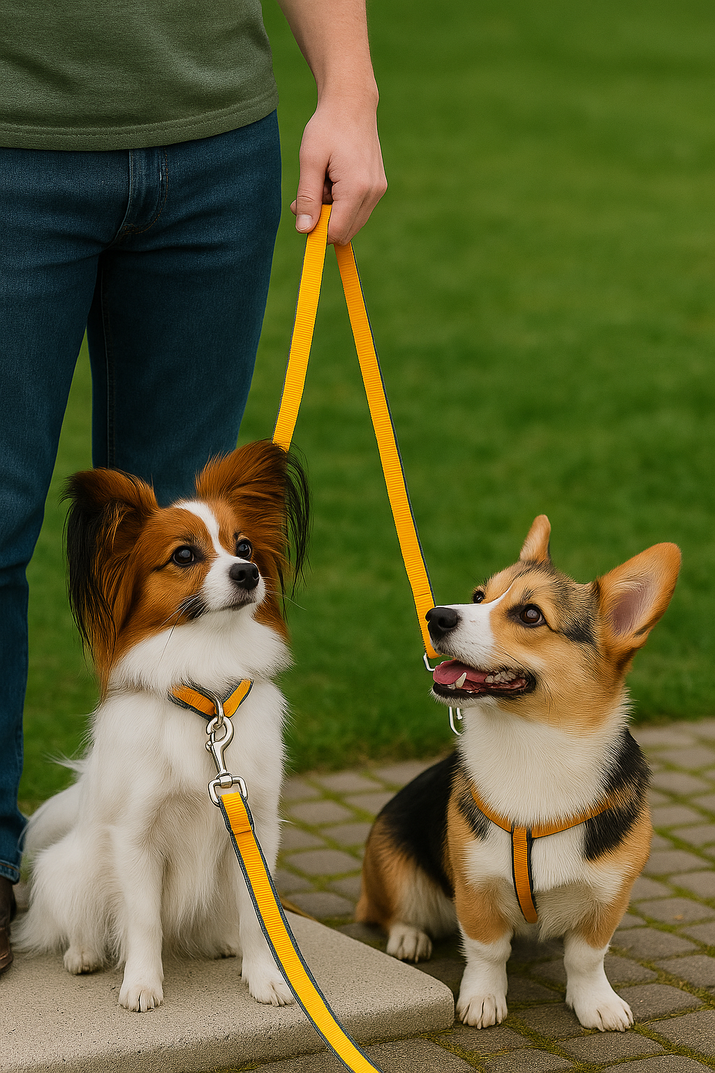 Dog Double webbing Leash- 6 Feet- Dual color Yellow_MG
